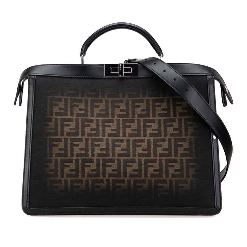 Fendi Medium Zucca Peekaboo ISeeU Briefcase Brown Canvas Good condition - Front View