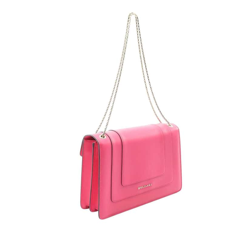 Bvlgari Medium Calfskin Serpenti Forever Shoulder Bag Pink Leather Good condition - Back View