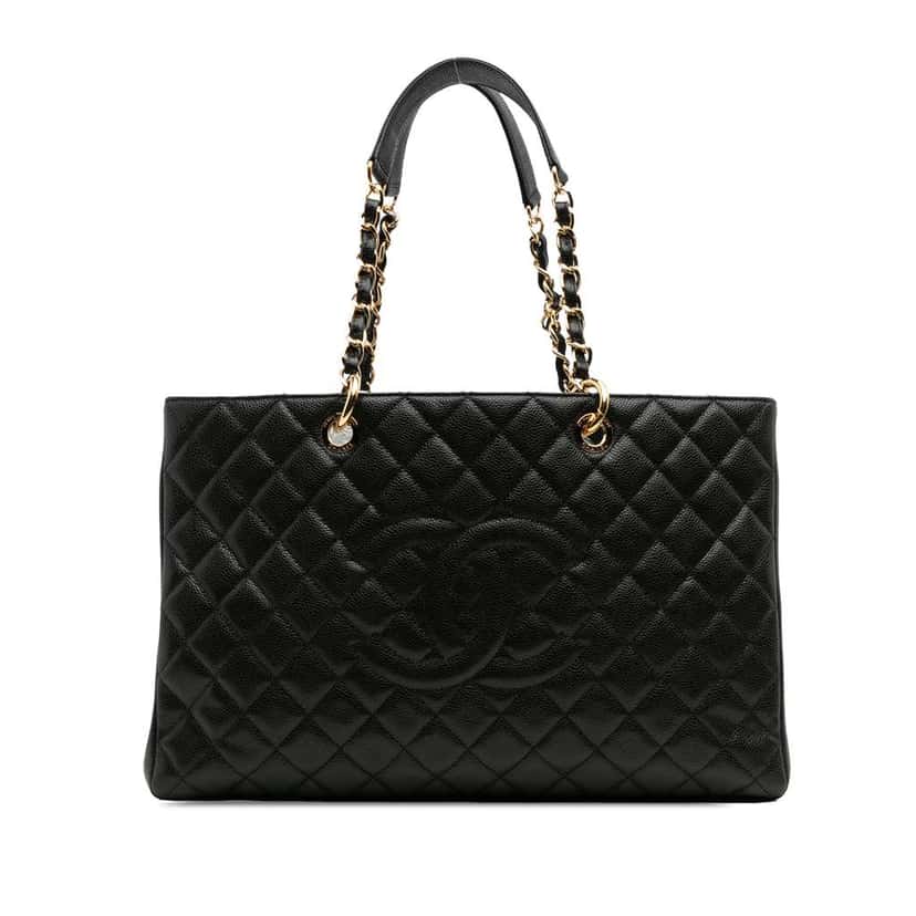 Chanel Caviar Grand Shopping Tote XL Black Leather Good condition - Front View