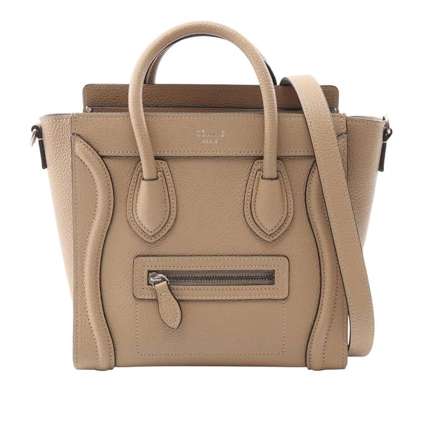 Celine Nano Leather Luggage Tote Brown Leather Good condition - Front View