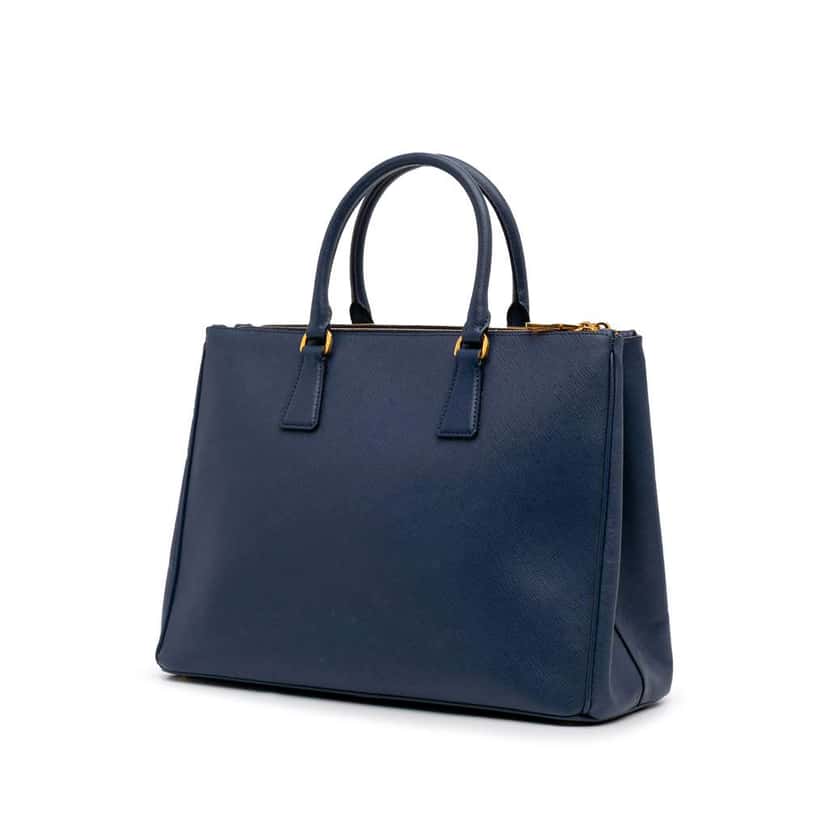 Prada Large Saffiano Lux Galleria Double Zip Tote Blue Leather Good condition - Back View