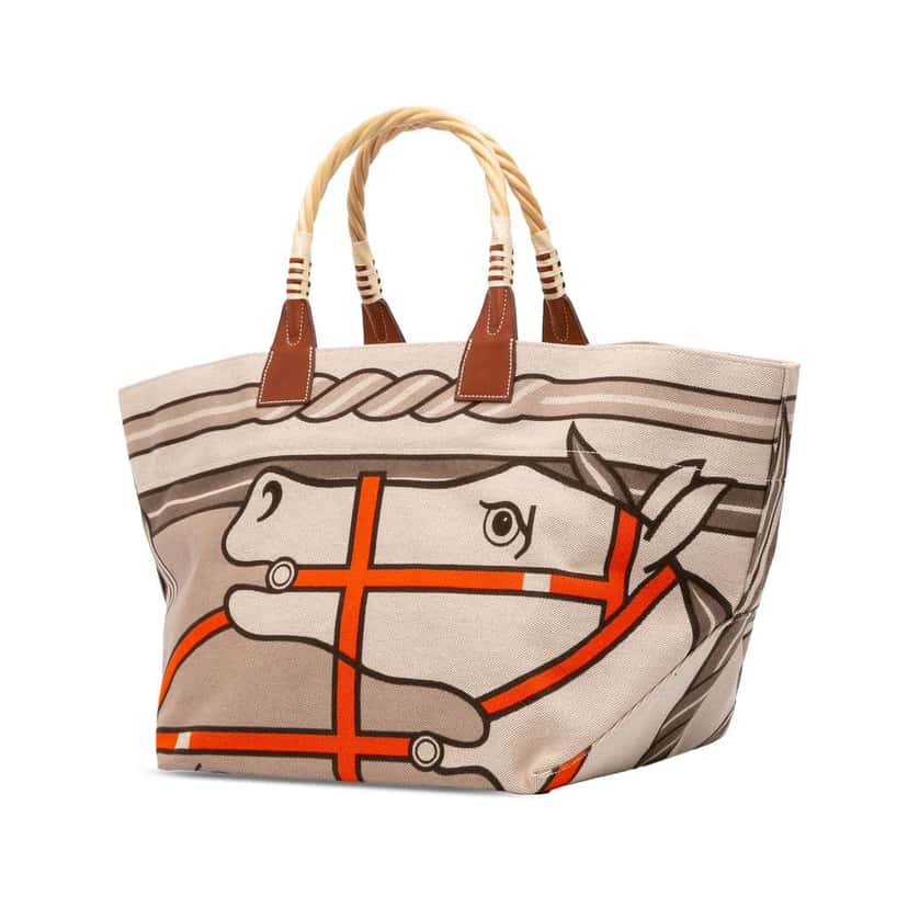 Hermès Toile H Plume Quadrige au Fil Steeple 31 Brown Canvas Good condition - Back View