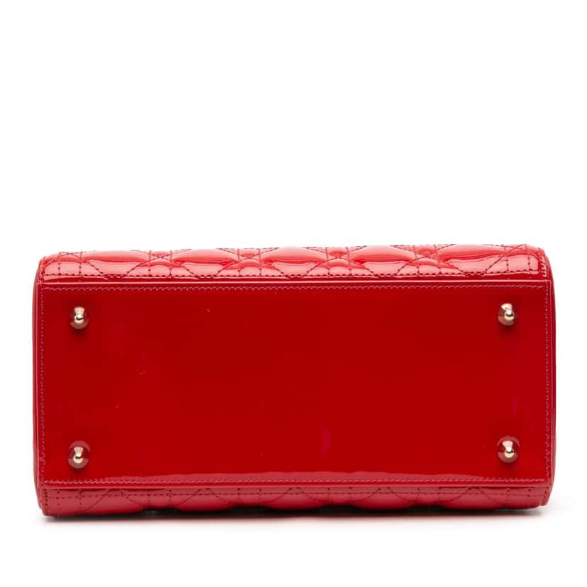Dior Medium Patent Cannage Lady Dior Red Leather Good condition - Inside View