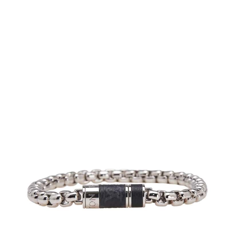 Louis Vuitton Monogram Eclipse Chain Bracelet Silver Brass Good condition - Front View