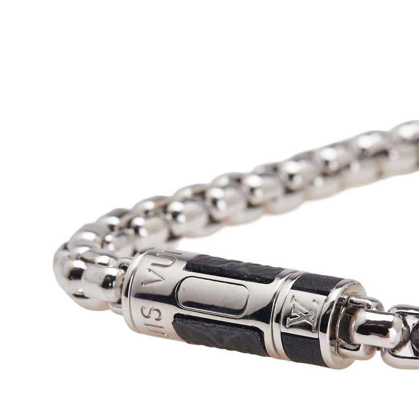 Louis Vuitton Monogram Eclipse Chain Bracelet Silver Brass Good condition - Model View