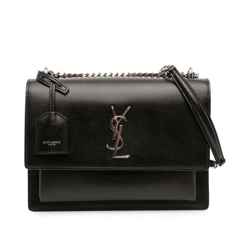 Saint Laurent Medium Leather Monogram Sunset Crossbody Black Leather Good condition - Front View