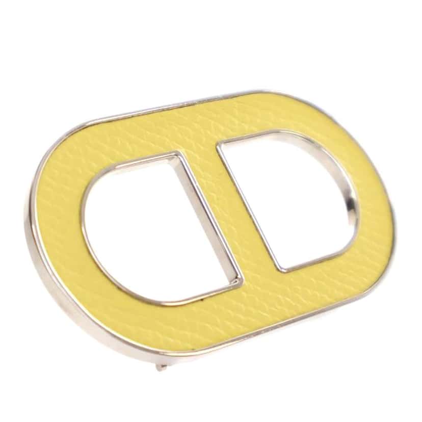 Hermès Epsom Chaine d Ancre Brooch Yellow Leather Good condition - Back View