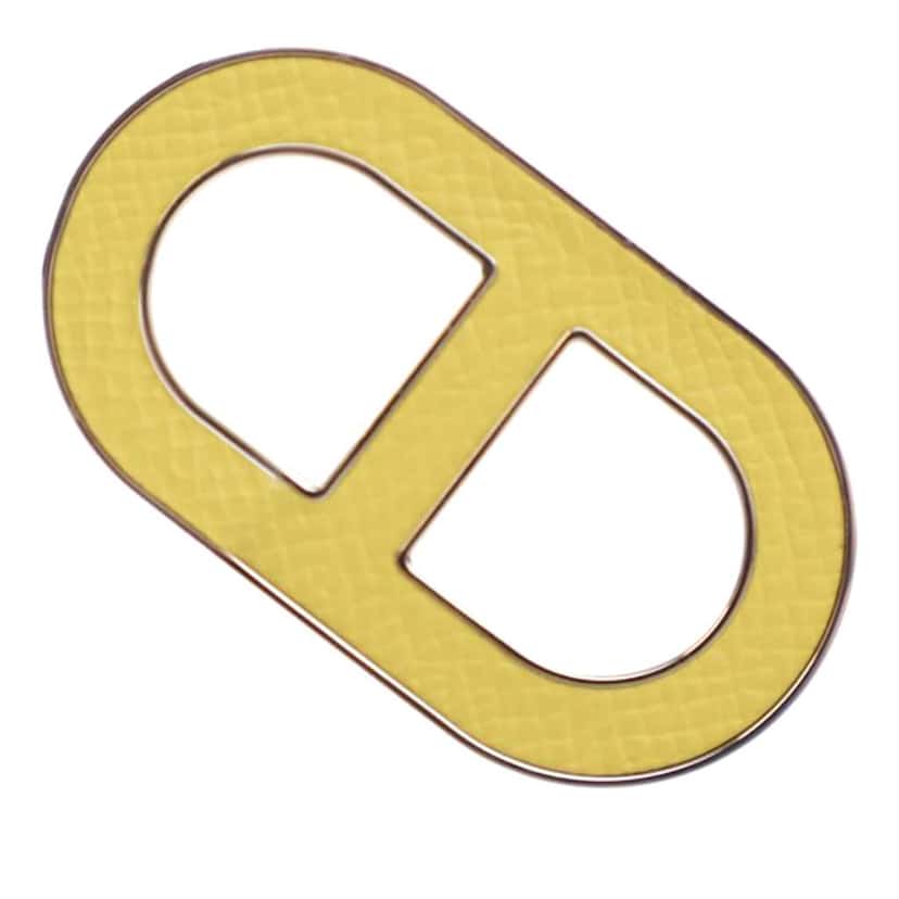 Hermès Epsom Chaine d Ancre Brooch Yellow Leather Good condition - Box View