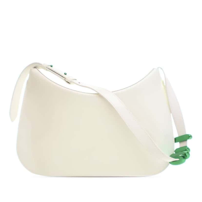Bottega Veneta Brushed Calfskin Cradle Fold Over Shoulder Bag White Leather Good condition - Front View