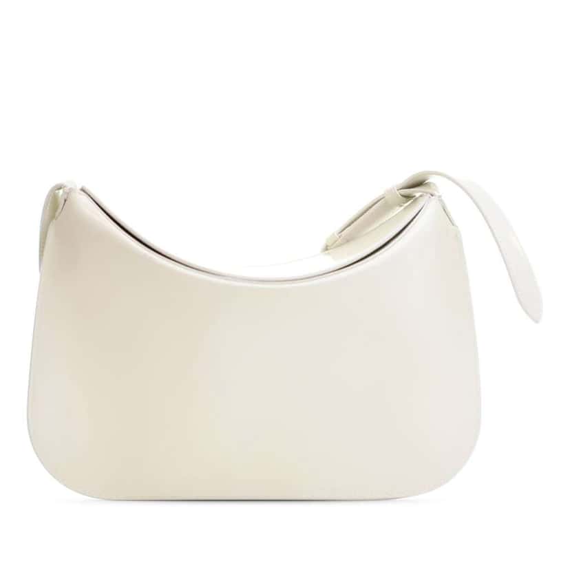 Bottega Veneta Brushed Calfskin Cradle Fold Over Shoulder Bag White Leather Good condition - Back View