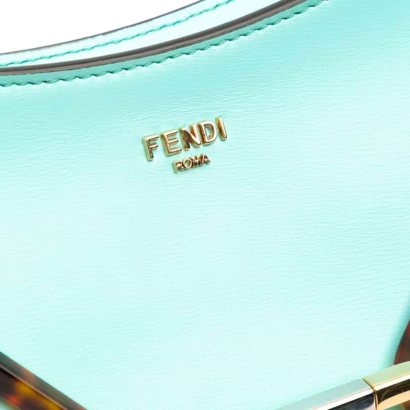 Fendi Leather OLock Swing Satchel Blue Leather Very good condition - Box View