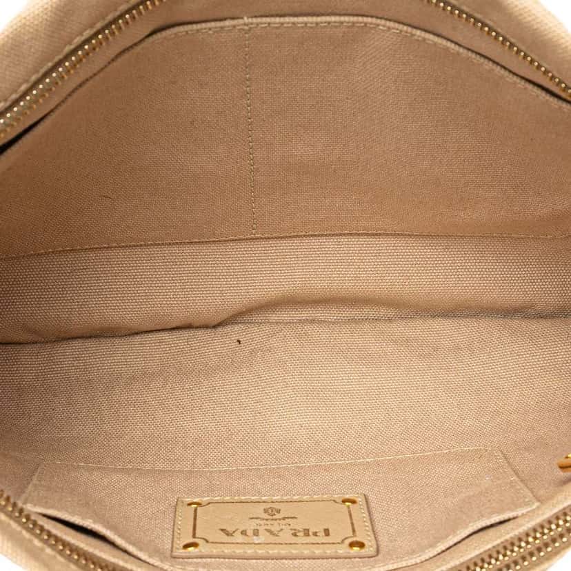 Prada Canvas Canapa Studded Vernice Clutch Brown Canvas Good condition - Model View