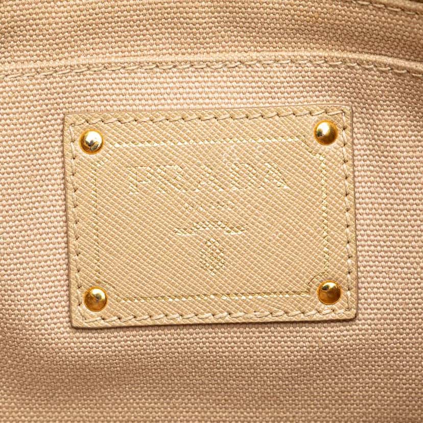 Prada Canvas Canapa Studded Vernice Clutch Brown Canvas Good condition - Box View