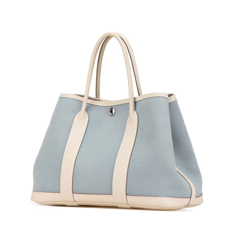 Hermès Toile and Negonda Garden Party 30 Blue Canvas Good condition - Back View