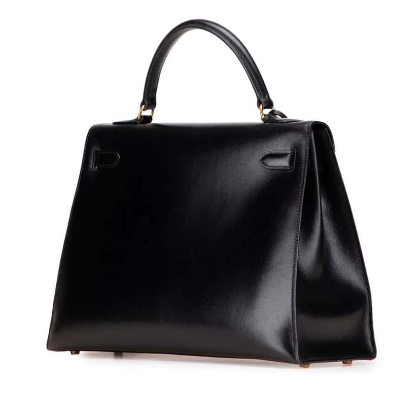 Hermès Box Calf Kelly Sellier 32 Black Leather Good condition - Back View