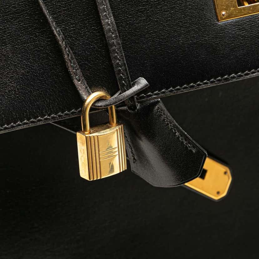 Hermès Box Calf Kelly Sellier 32 Black Leather Good condition - Box View