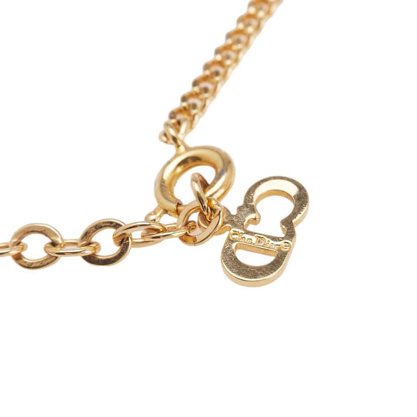 Dior Gold Plated Logo Pendant Necklace Gold Metal Good condition - Inside View
