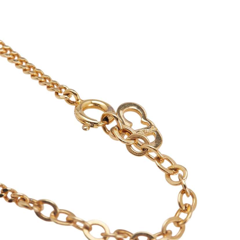 Dior Gold Plated Logo Pendant Necklace Gold Metal Good condition - Model View