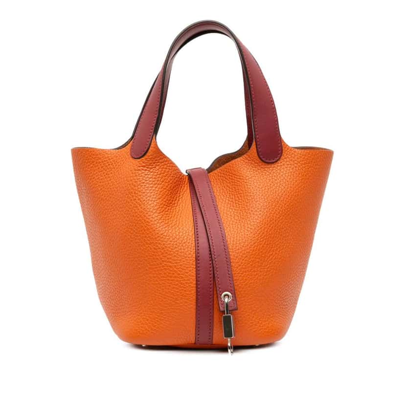 Hermès Bicolor Clemence and Swift Picotin Lock 18 Orange Leather Good condition - Front View