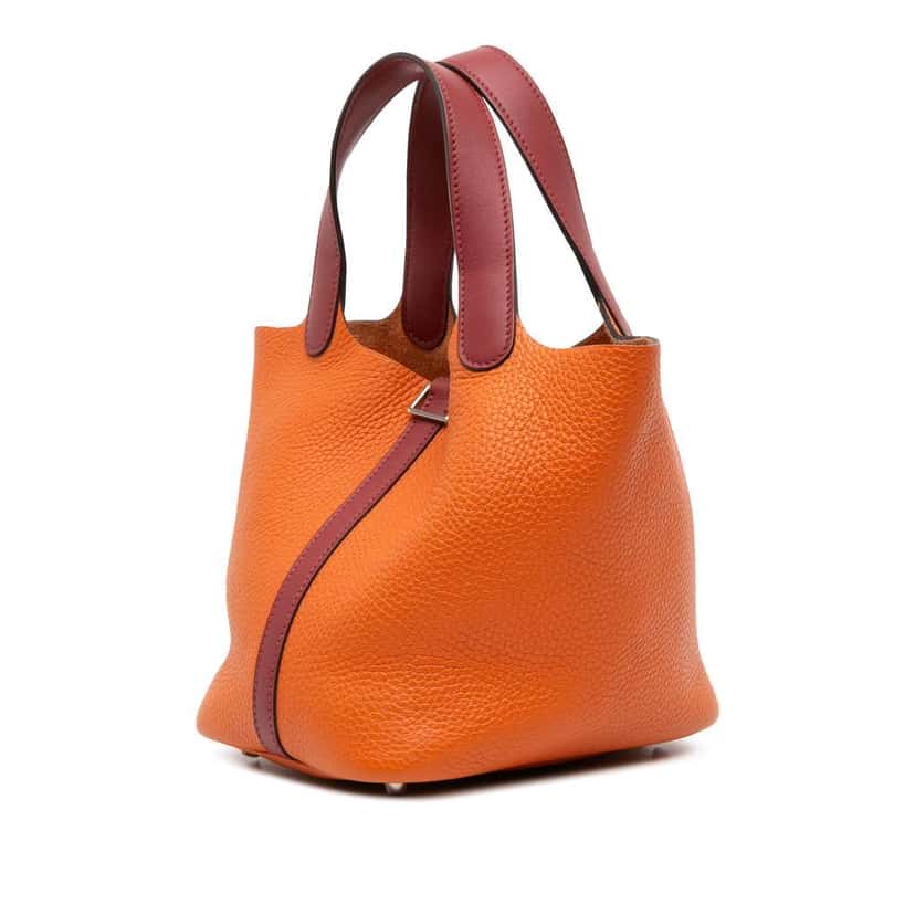Hermès Bicolor Clemence and Swift Picotin Lock 18 Orange Leather Good condition - Back View