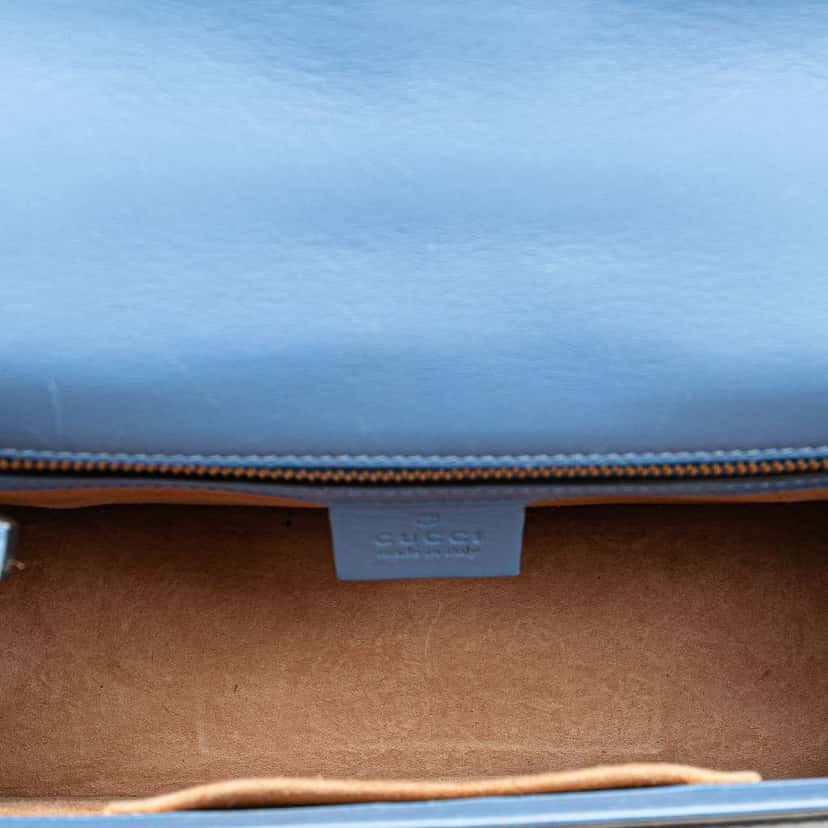 Gucci Small Leather Sylvie Web Satchel Blue Leather Very good condition - Model View