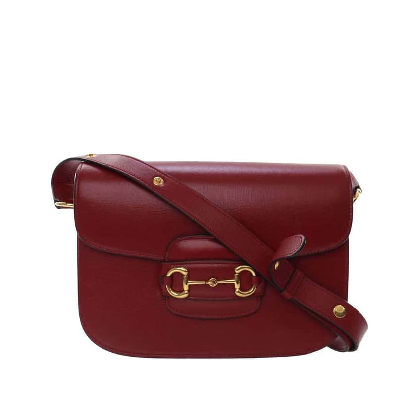 Gucci Medium Leather Horsebit 1955 Shoulder Bag Red Leather Good condition - Front View