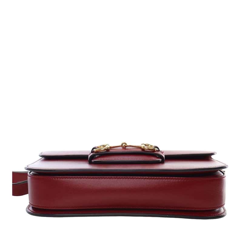Gucci Medium Leather Horsebit 1955 Shoulder Bag Red Leather Good condition - Box View