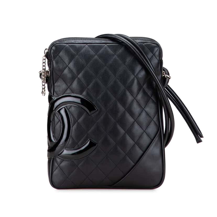 Chanel Lambskin Cambon Ligne Crossbody Black Leather Good condition - Front View