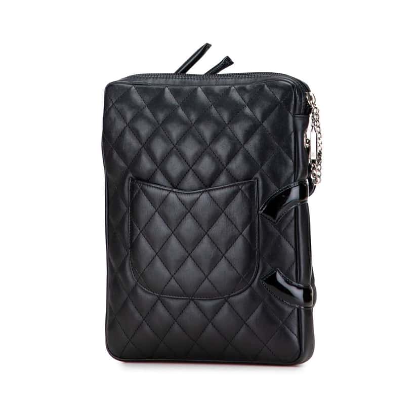 Chanel Lambskin Cambon Ligne Crossbody Black Leather Good condition - Back View