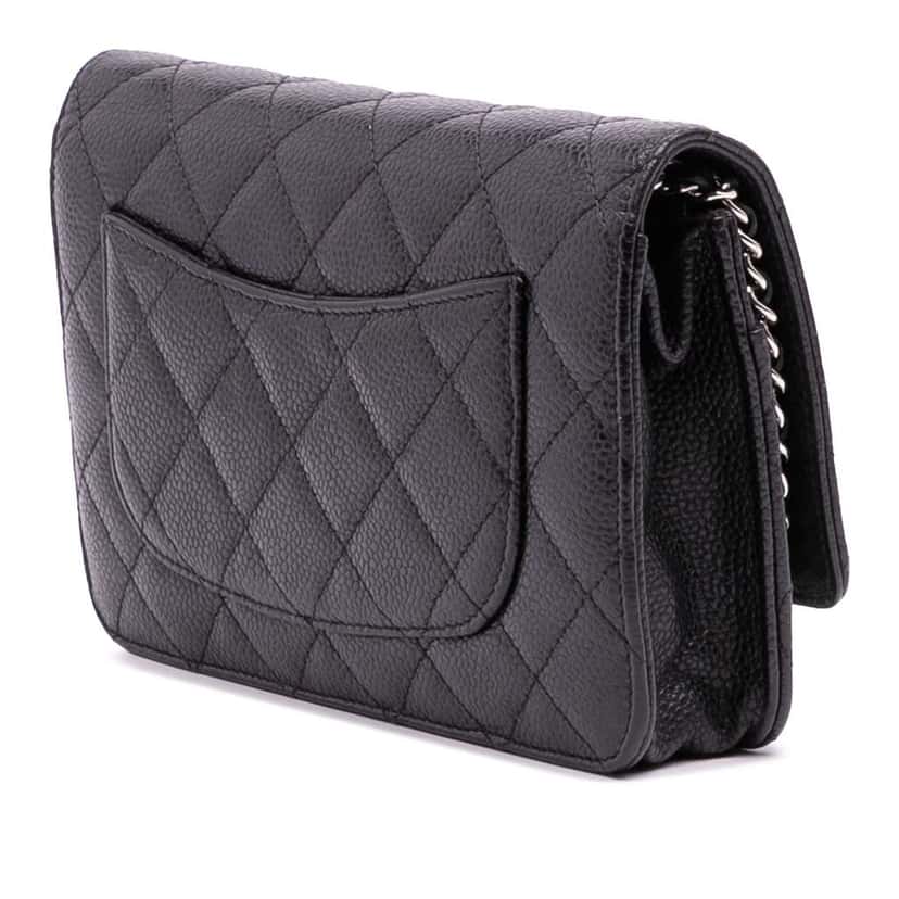 Chanel CC Quilted Caviar Wallet on Chain Black Leather Good condition - Back View