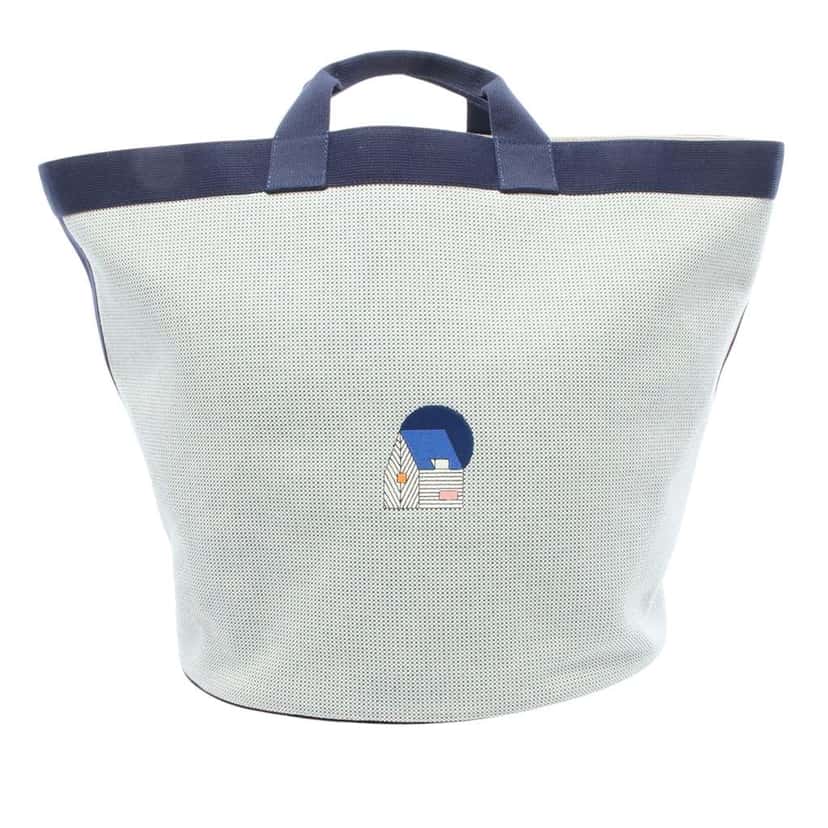Hermès Toile Basket Tote Blue Canvas Good condition - Front View