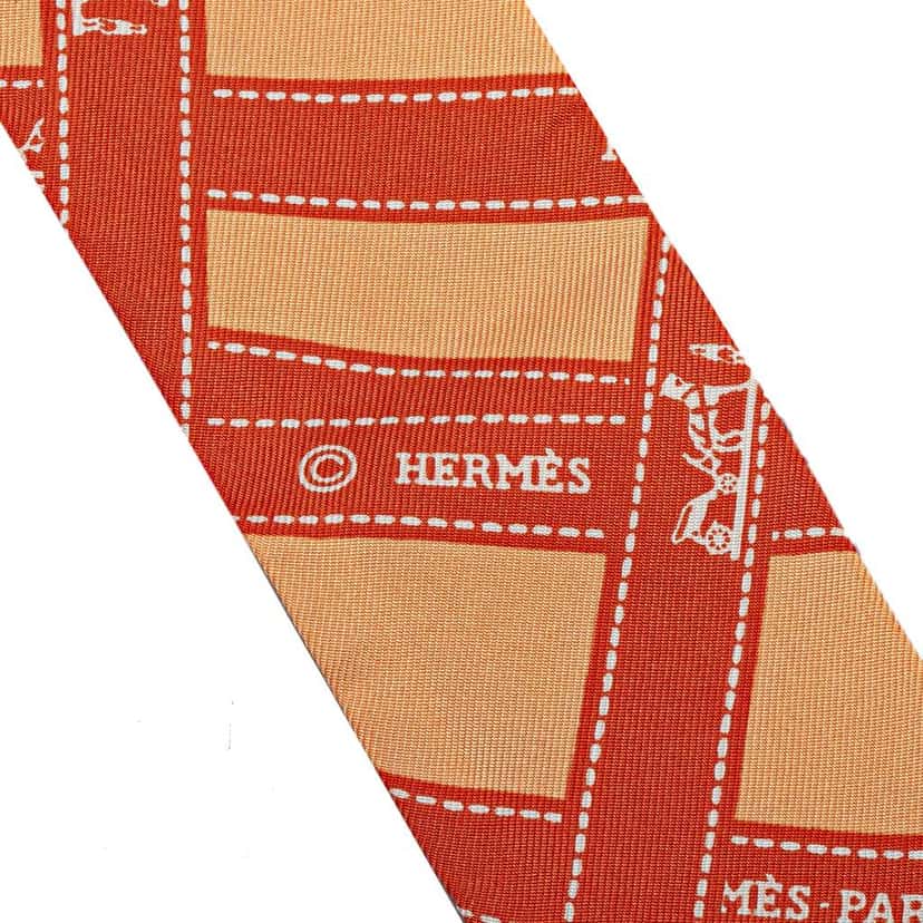 Hermès Bolduc Silk Twilly Scarf Orange Silk Good condition - Back View