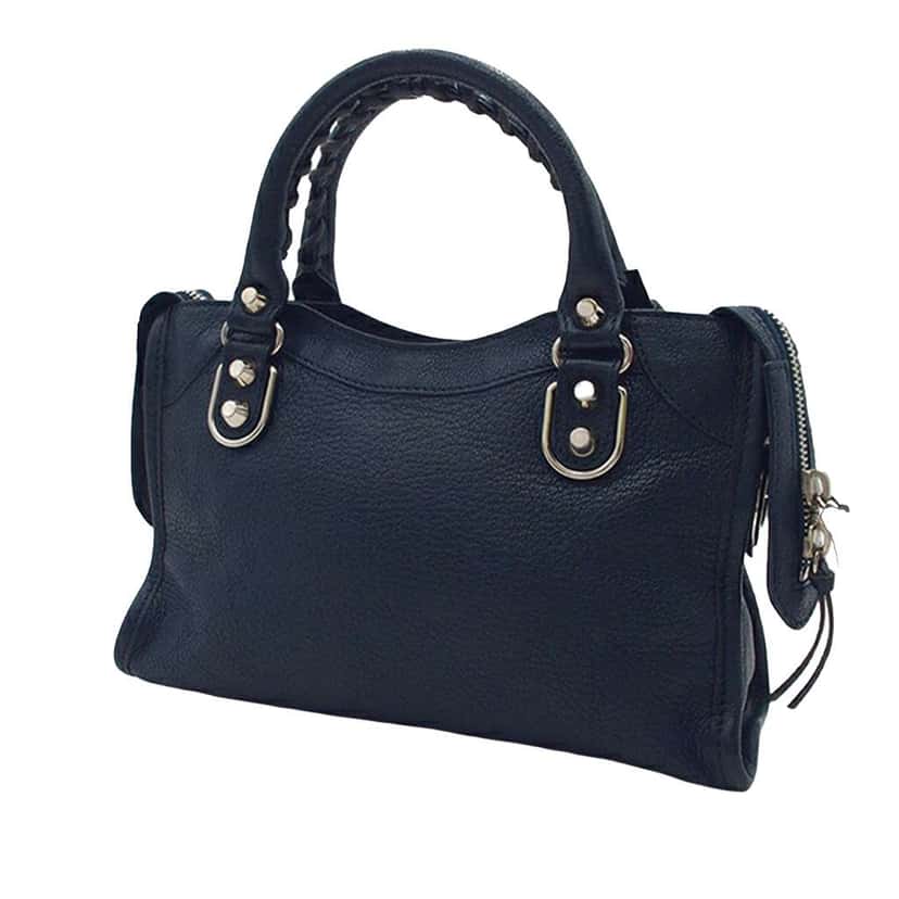 Balenciaga Mini Chevre Motocross Classic Metallic Edge City Satchel Blue Leather Good condition - Back View