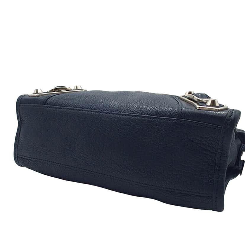 Balenciaga Mini Chevre Motocross Classic Metallic Edge City Satchel Blue Leather Good condition - Inside View
