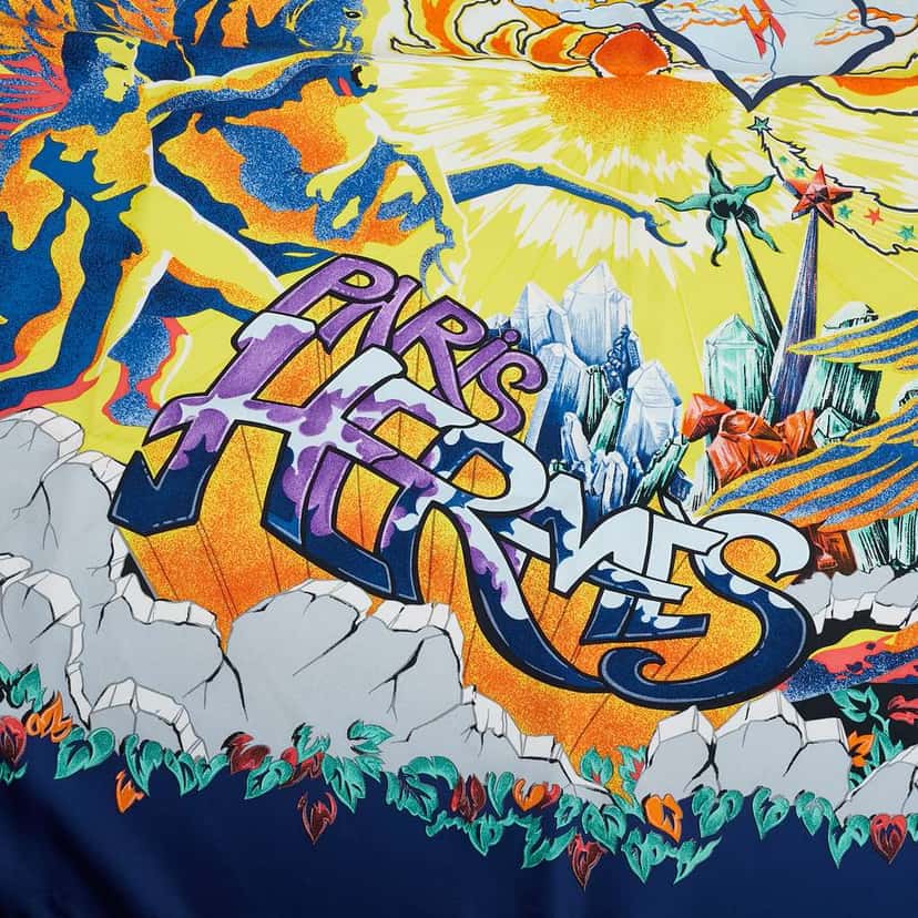 Hermès The Alfee 25th Anniversary Aube Libre Comme Lange Silk Scarf Blue Silk Good condition - Inside View