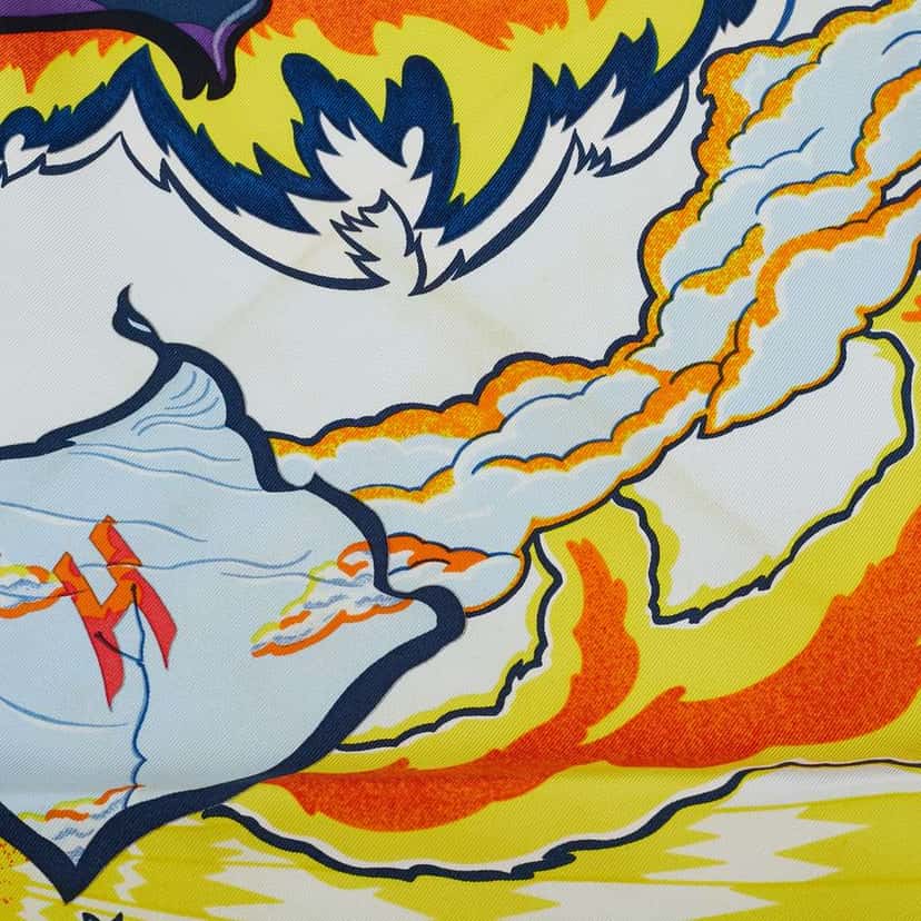 Hermès The Alfee 25th Anniversary Aube Libre Comme Lange Silk Scarf Blue Silk Good condition - Box View