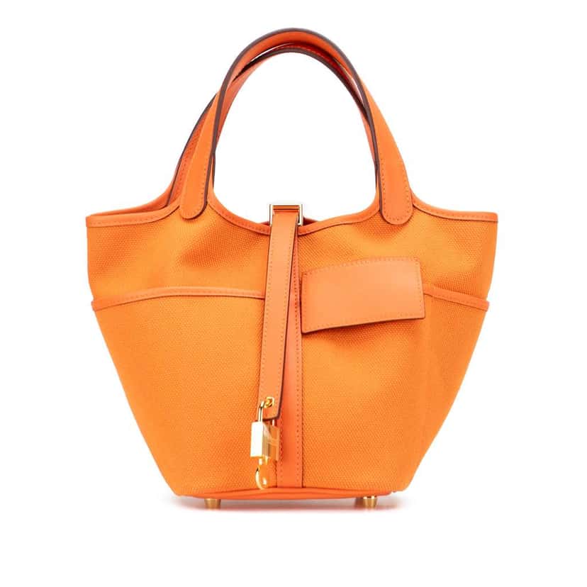 Hermès Toile Goeland and Swift Cargo Picotin Lock 18 Orange Canvas Good condition - Front View