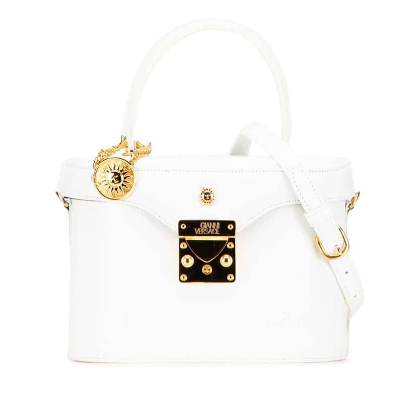 Versace Leather Sunburst Satchel White Leather Good condition - Front View