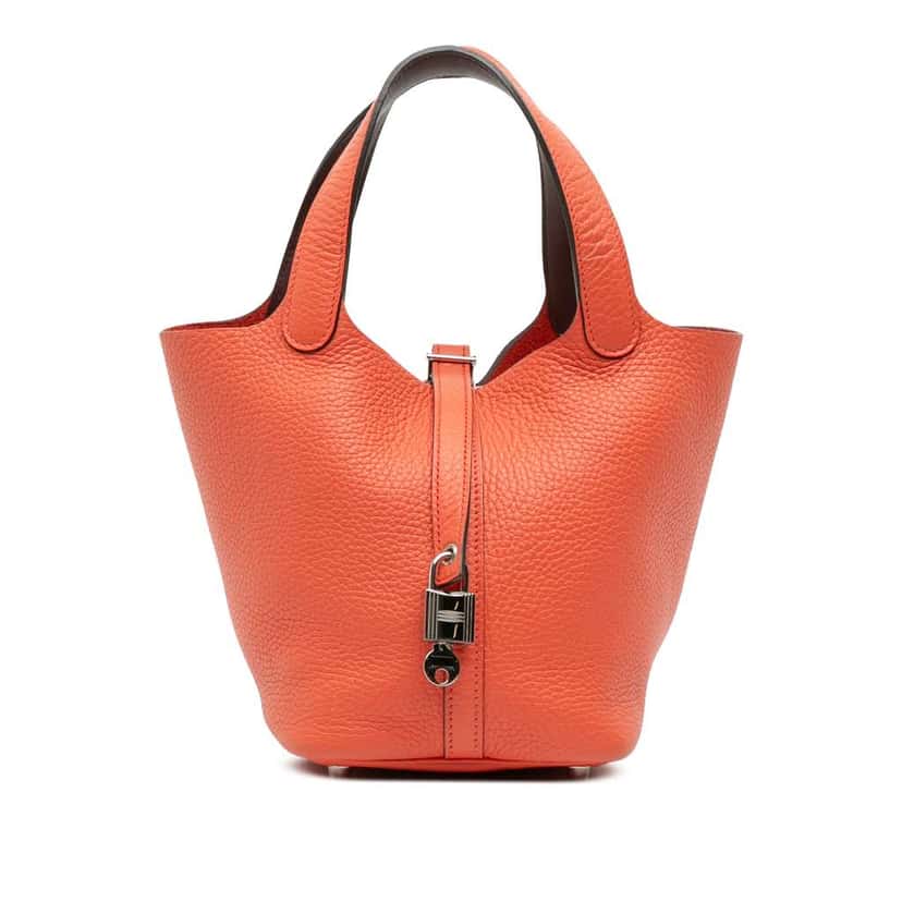 Hermès Clemence Picotin Lock 18 Orange Leather Good condition - Front View