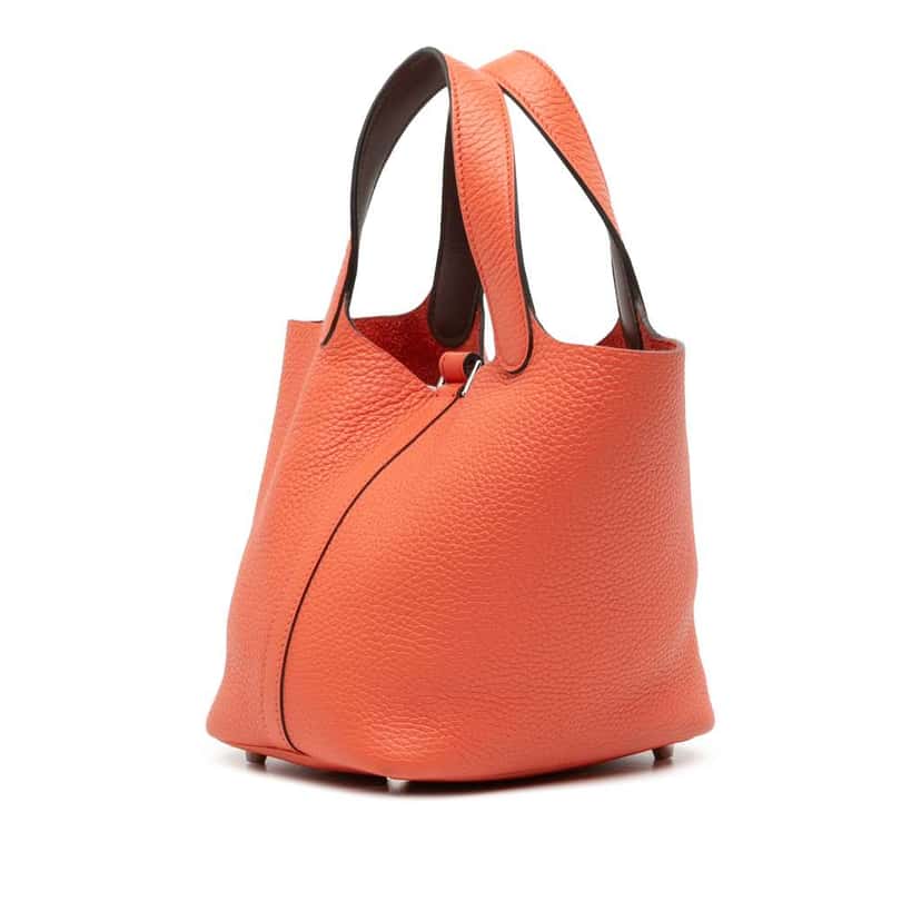 Hermès Clemence Picotin Lock 18 Orange Leather Good condition - Back View