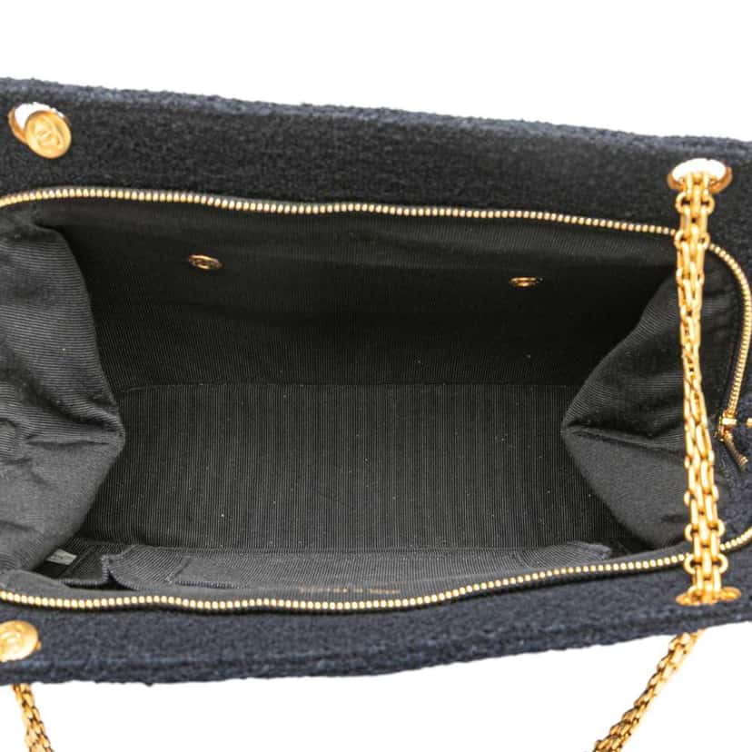 Chanel Quilted Terry Cloth Frame Bag Blue Cotton Good condition - Model View