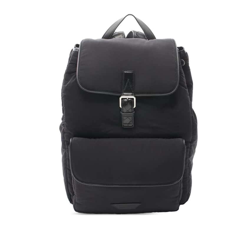 Bottega Veneta Intrecciato Trimmed Nylon Crossroad Backpack Black Very good condition - Front View