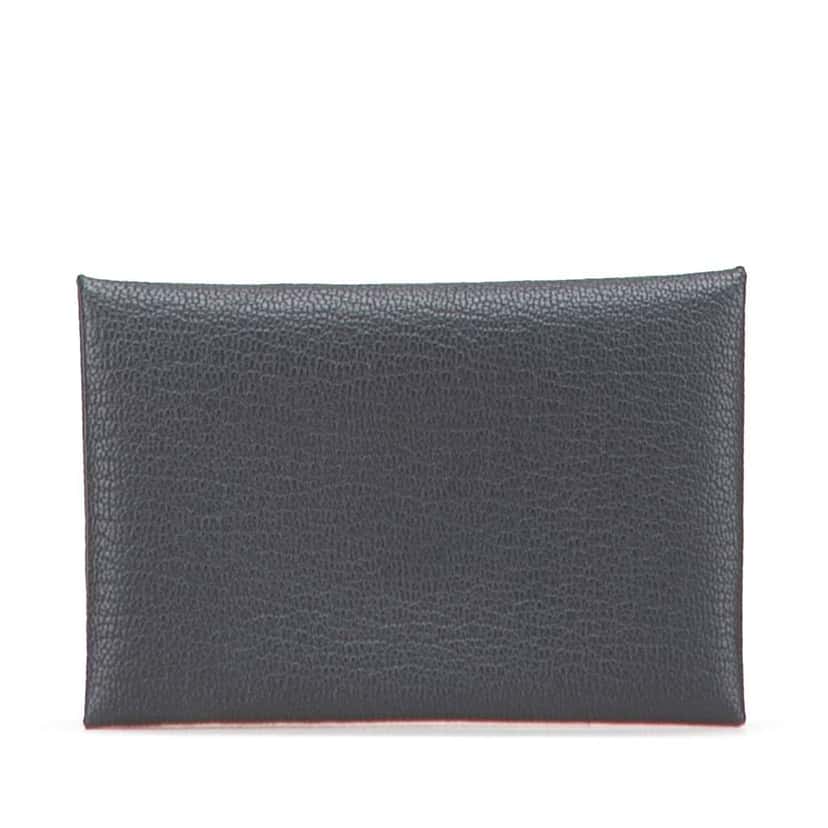Hermès Chevre Mysore Calvi Duo Compact Verso Card Holder Grey Leather Good condition - Front View