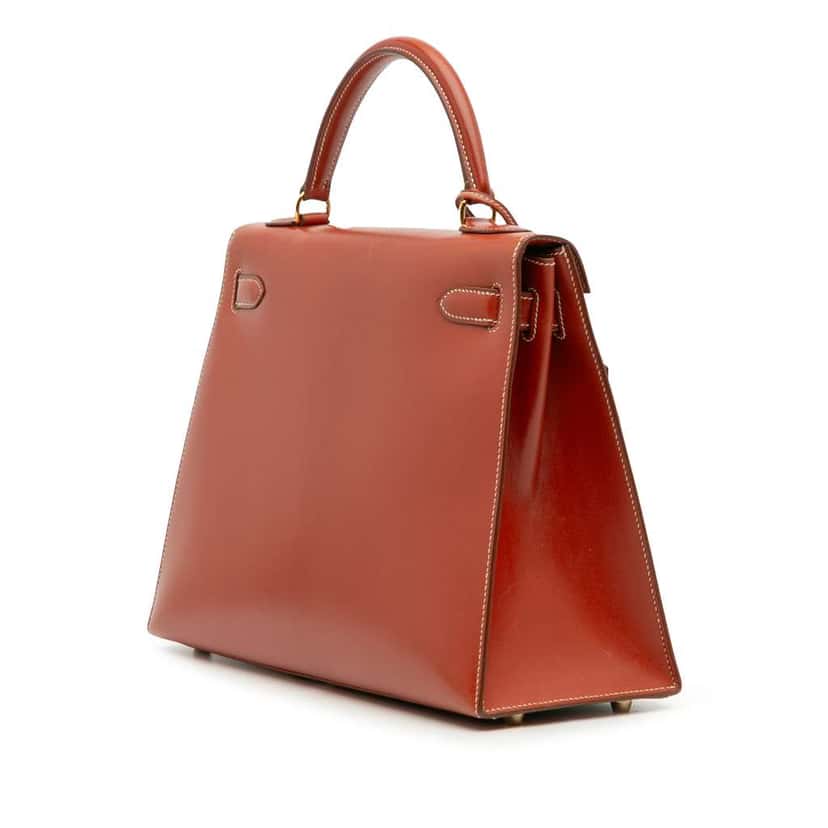 Hermès Box Calf Kelly Sellier 32 Red Leather Good condition - Back View