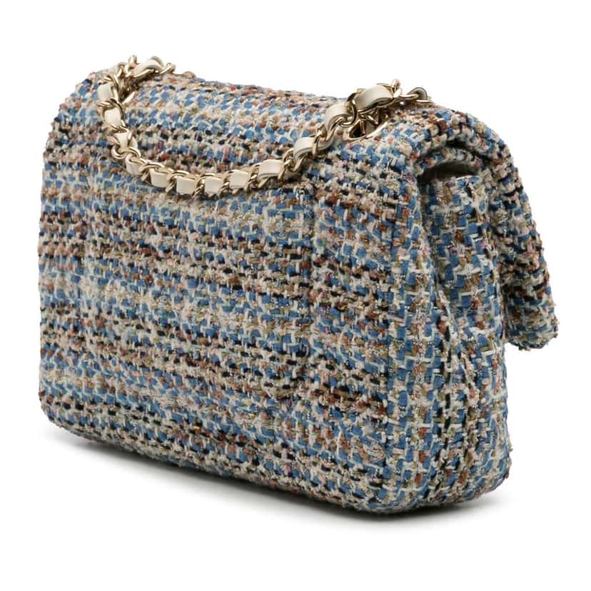 Chanel Medium Classic Multicolor Tweed Double Flap MultiColor Tweed Good condition - Back View