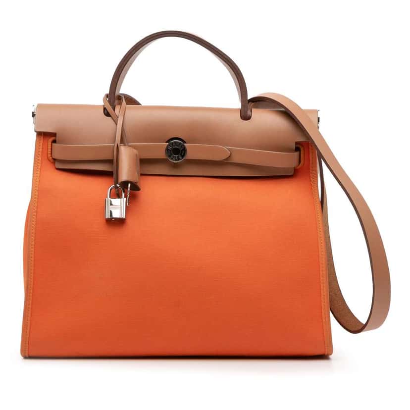 Hermès Toile Herbag Zip 31 Orange Canvas Good condition - Front View