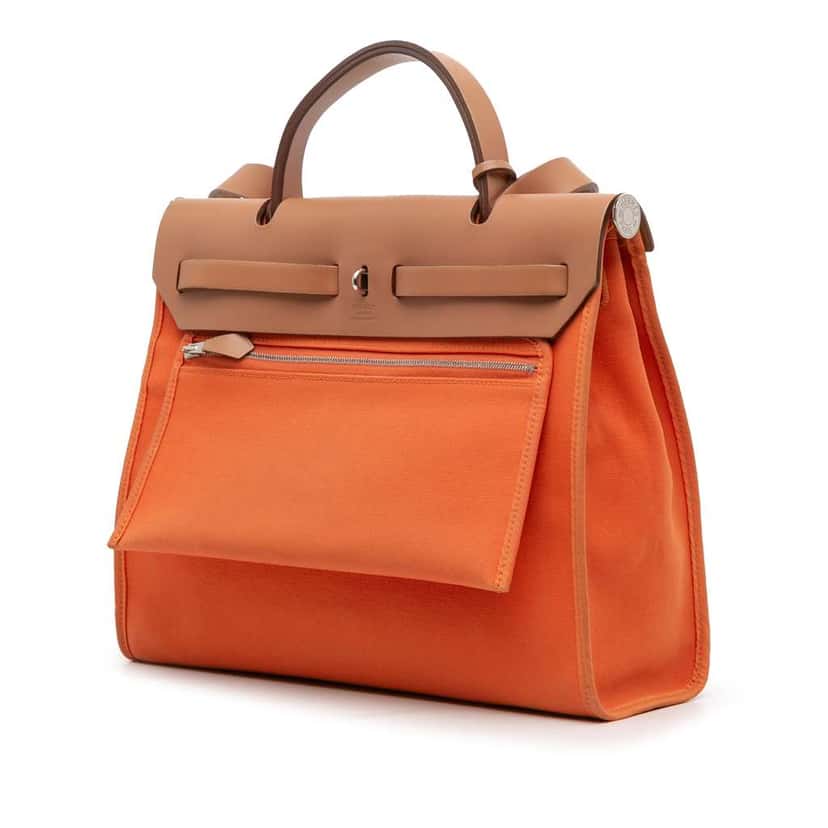 Hermès Toile Herbag Zip 31 Orange Canvas Good condition - Back View