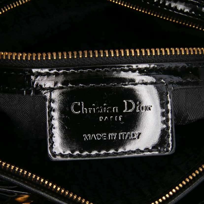 Dior Large Patent Cannage Lady Dior Black Leather Good condition - Box View