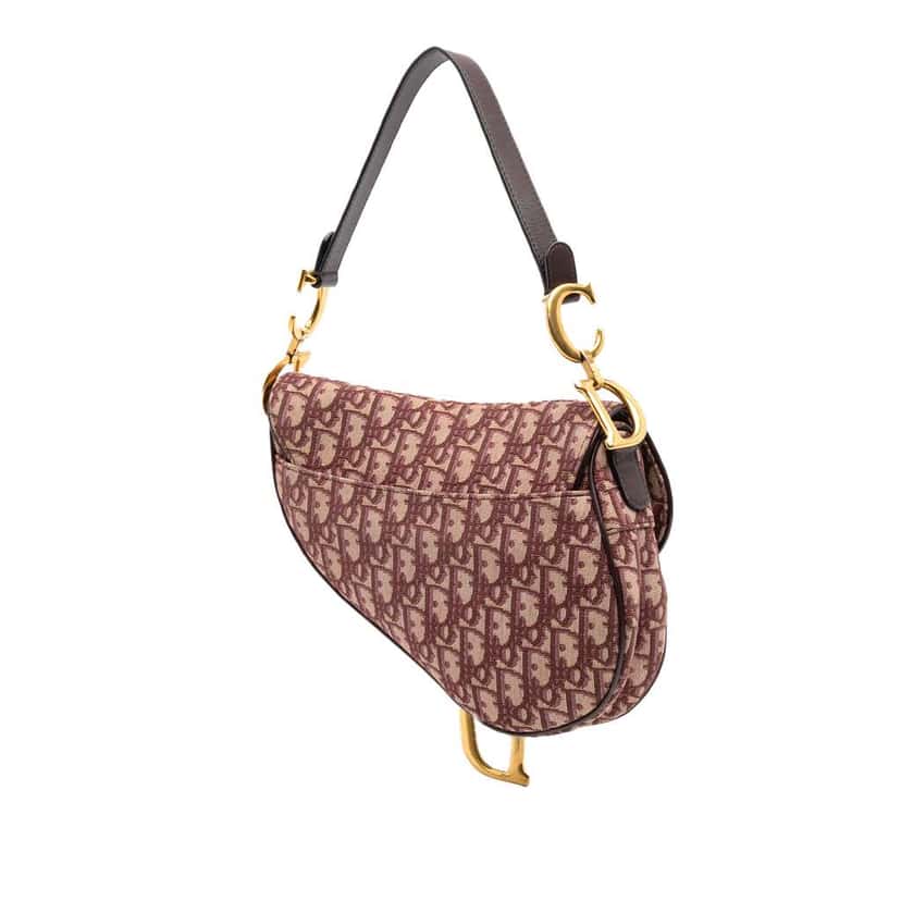 Dior Oblique Canvas Saddle Bag Red Canvas Good condition - Back View
