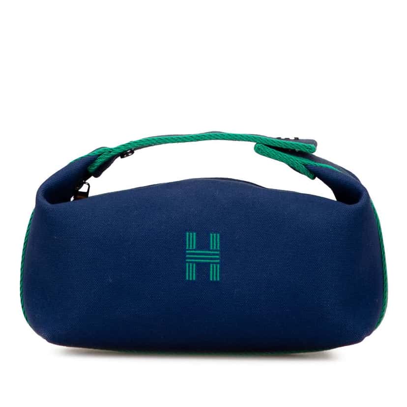 Hermès Small Canvas Bride A Brac Case Blue Canvas Good condition - Front View